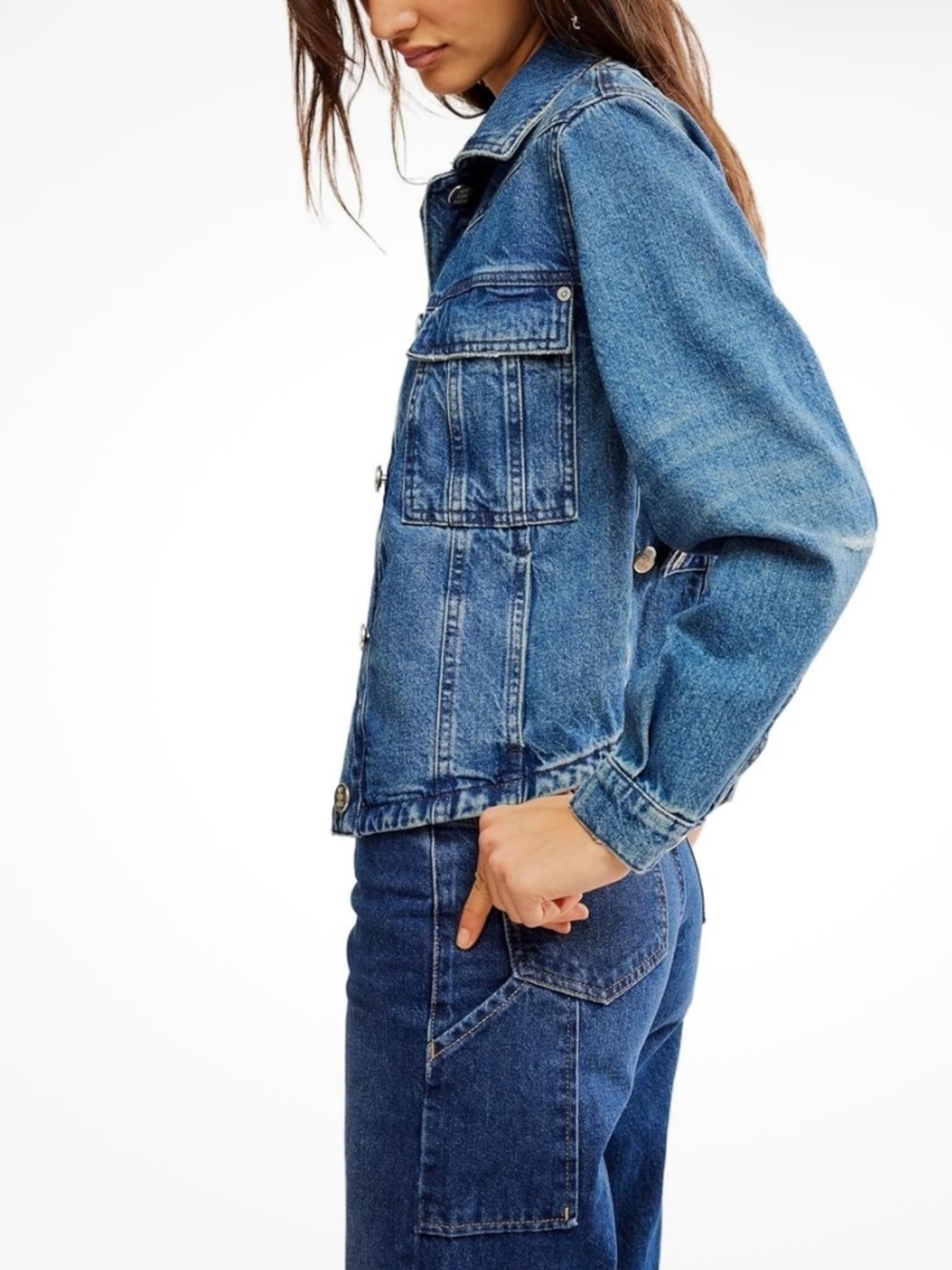 NWT Free People Classic Blue Denim Jacket - Women Size XS - Picture 6 of 12